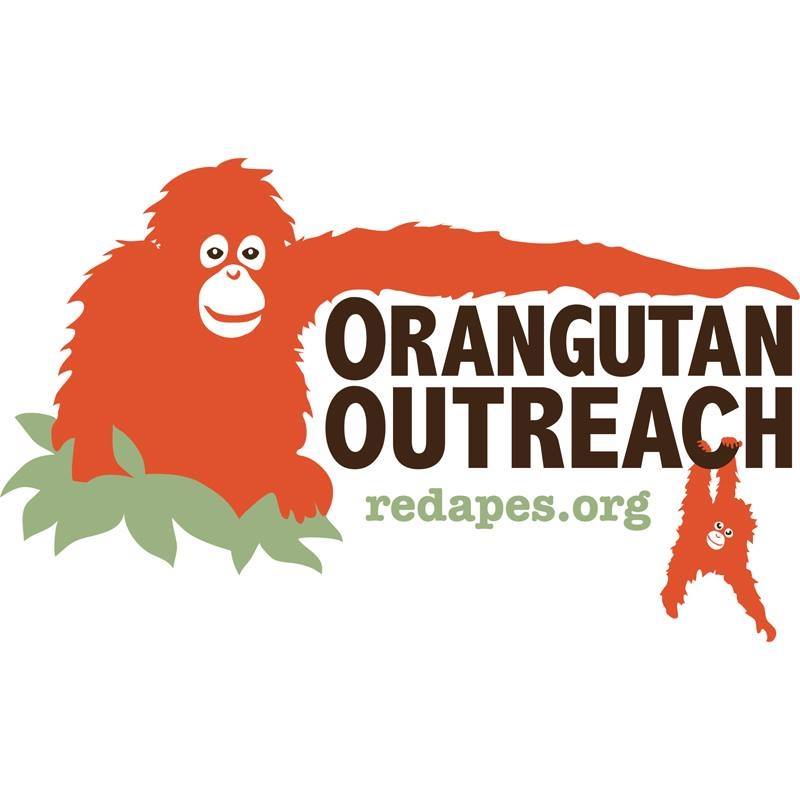 The logo is a an orangutan on the left, extending its arm and underneath is the organization's name "Orangutan Outreach"